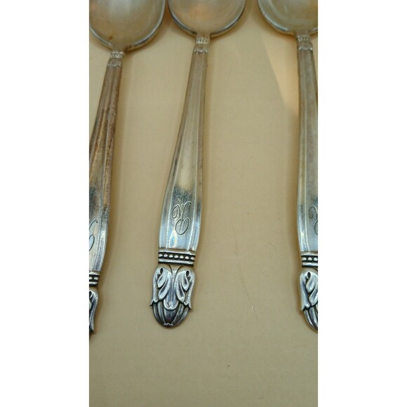 Vntg HOLMES & EDWARDS IS Danish Princess Inlaid Silver Plate - Teaspoons 5 Pcs - Picture 5 of 9